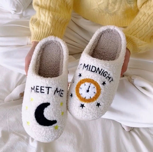 MIDNIGHTS / Slippers / Meet Me At Midnight / Cozy Moon Stars / Taylor Swift / Comfortable / Midnights Album / Swiftie / Embroidered / Shoes