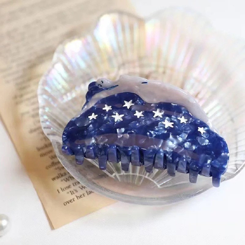 STAR GIRL / Hair Clip / Claw Barrette / Celestial Stars / Artistic / Naked Woman / Unique Accessory / Magical / Cloud / Whimsical Teen Gift