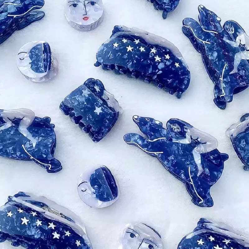 STAR GIRL / Hair Clip / Claw Barrette / Celestial Stars / Artistic / Naked Woman / Unique Accessory / Magical / Cloud / Whimsical Teen Gift