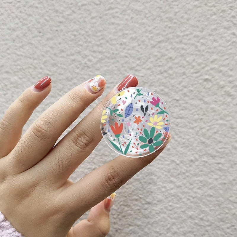 SPRING BLOOMS / Phone Grip / Floral Socket Stand / Tropical Leaf Print / Flowers / Unique / Charm / iPhone Accessory / Cute Aesthetic / Gift