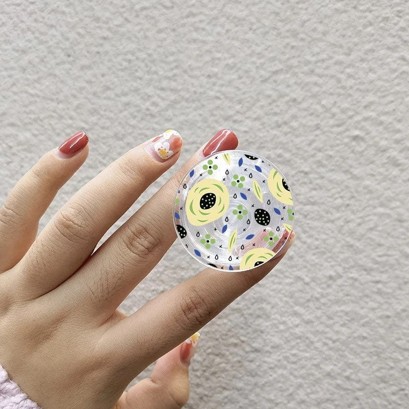SPRING BLOOMS / Phone Grip / Floral Socket Stand / Tropical Leaf Print / Flowers / Unique / Charm / iPhone Accessory / Cute Aesthetic / Gift