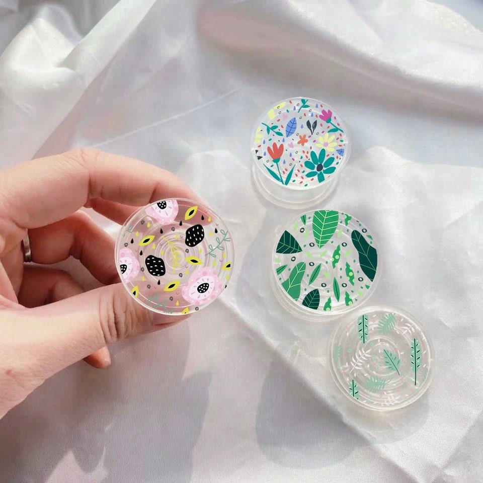 SPRING BLOOMS / Phone Grip / Floral Socket Stand / Tropical Leaf Print / Flowers / Unique / Charm / iPhone Accessory / Cute Aesthetic / Gift