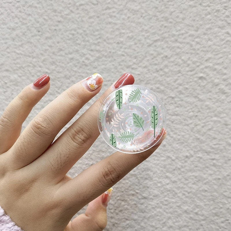 SPRING BLOOMS / Phone Grip / Floral Socket Stand / Tropical Leaf Print / Flowers / Unique / Charm / iPhone Accessory / Cute Aesthetic / Gift