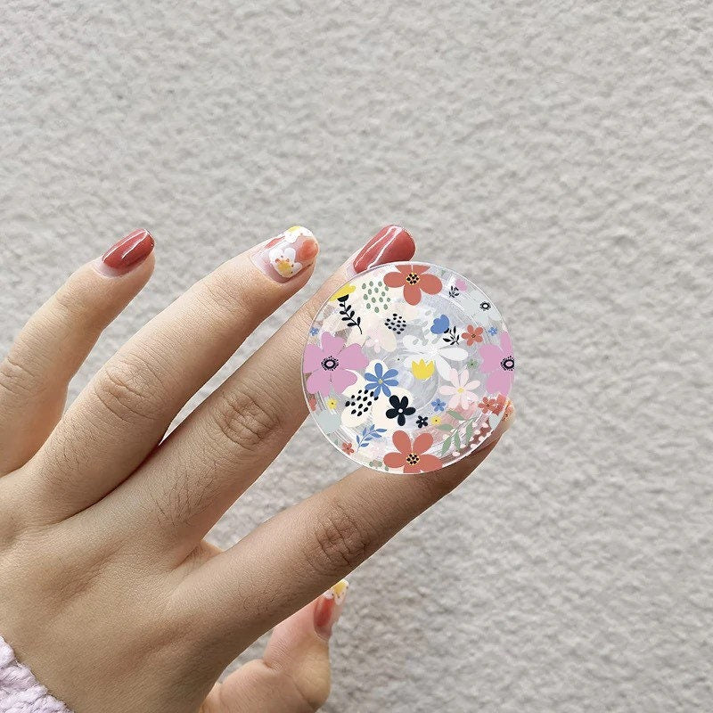SPRING BLOOMS / Phone Grip / Floral Socket Stand / Tropical Leaf Print / Flowers / Unique / Charm / iPhone Accessory / Cute Aesthetic / Gift