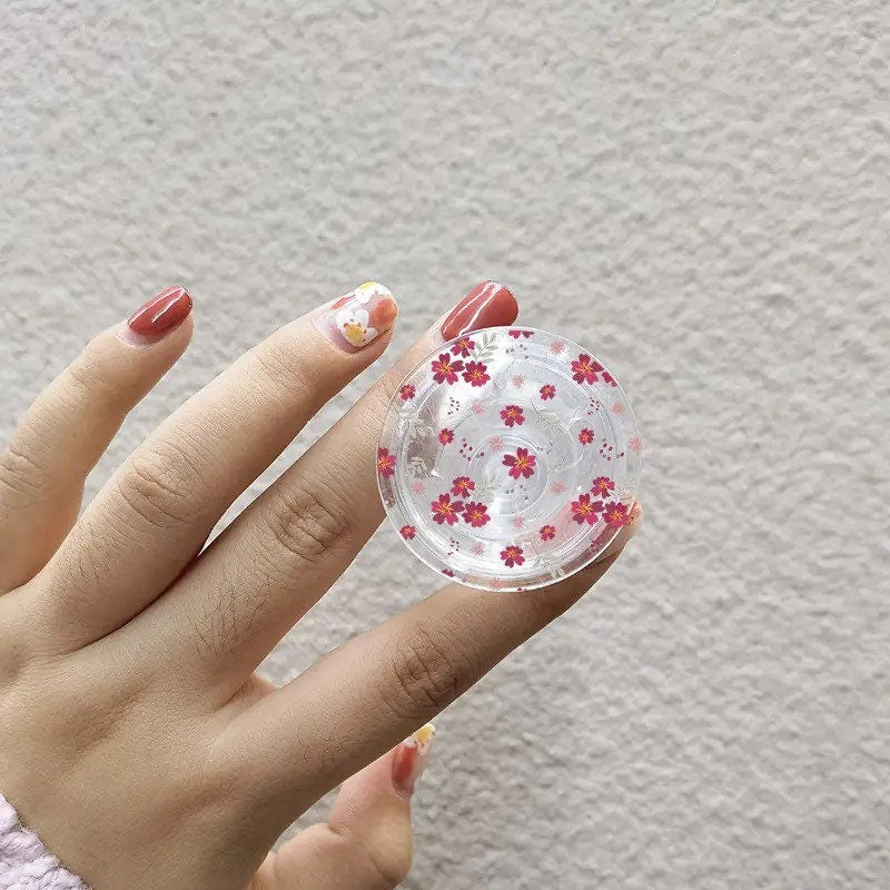 SPRING BLOOMS / Phone Grip / Floral Socket Stand / Tropical Leaf Print / Flowers / Unique / Charm / iPhone Accessory / Cute Aesthetic / Gift