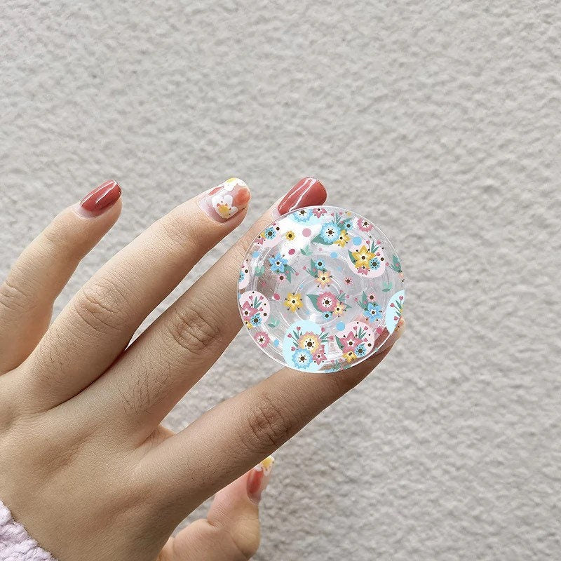 SPRING BLOOMS / Phone Grip / Floral Socket Stand / Tropical Leaf Print / Flowers / Unique / Charm / iPhone Accessory / Cute Aesthetic / Gift