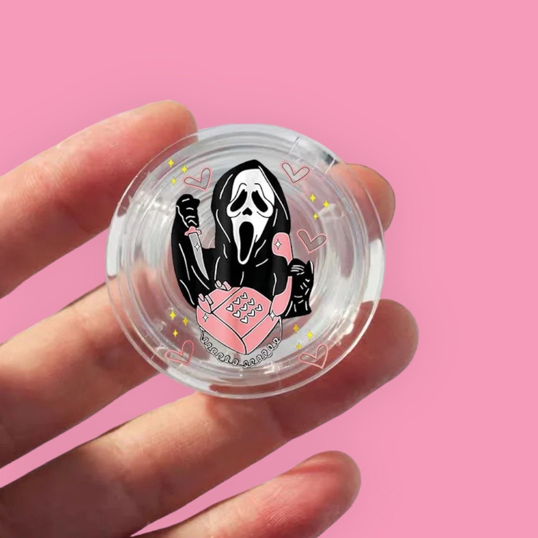 GHOSTFACE PHONE GRIP / Socket Stand / Scream Movie / Thriller Horror / Cute Accessory / Hello Sydney / You Hang Up / Pop Tok / Gift / Pink