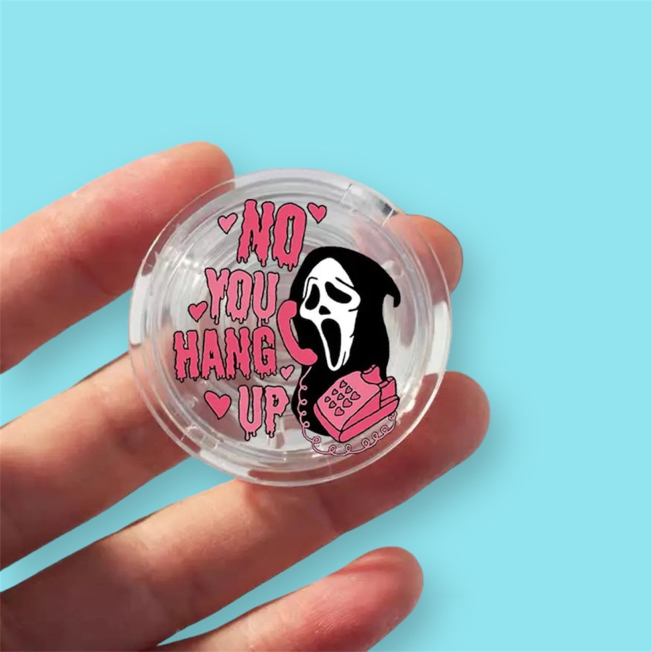 GHOSTFACE PHONE GRIP / Socket Stand / Scream Movie / Thriller Horror / Cute Accessory / Hello Sydney / You Hang Up / Pop Tok / Gift / Pink